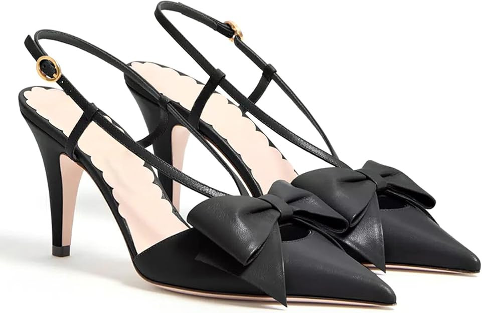 LauraVicci Women's Rhinestone Heeled Sandals Slingback Pumps Pointy Closed Toe High Heels with Ge... | Amazon (US)