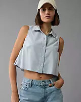 AE Collared Button-Up Tank Top | American Eagle Outfitters (US & CA)