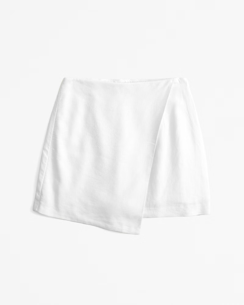 Mid Rise Denim Wrap Mini Skirt | Abercrombie & Fitch (US)