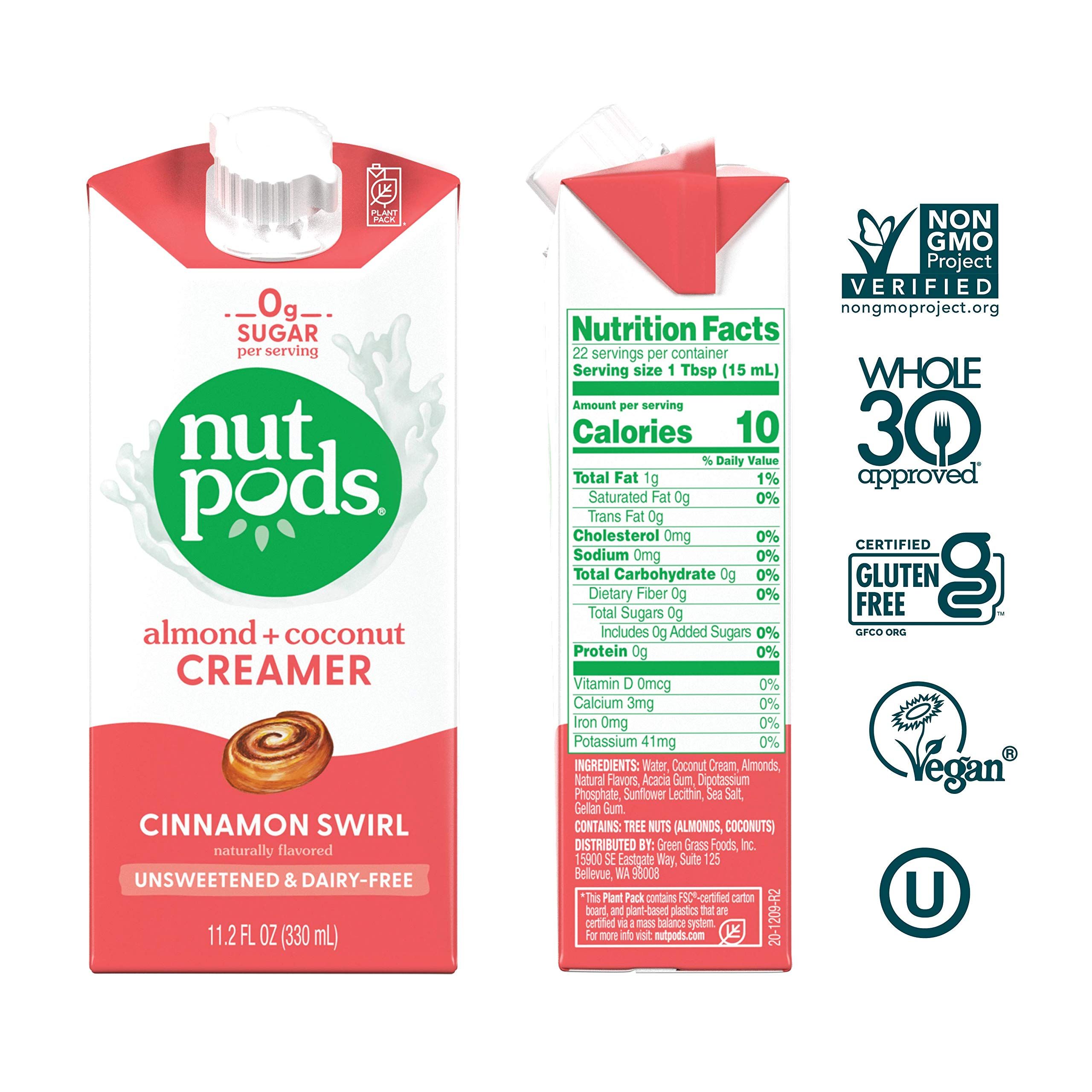nutpods Cinnamon Swirl Coffee Creamer - Unsweetened Non Dairy Creamer Made from Almonds and Coconuts | Amazon (US)