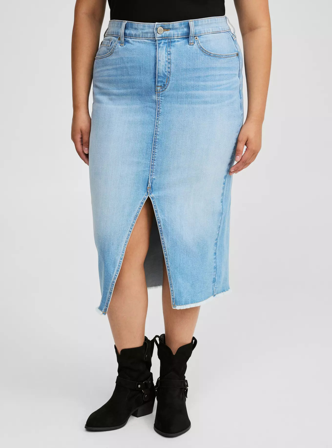Midi Denim Front Slit Skirt | Torrid (US & Canada)