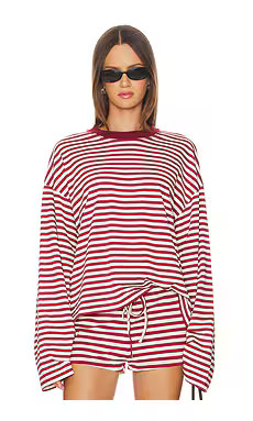 LIONESS Bloom Long Sleeve Top in Wine Stripe from Revolve.com | Revolve Clothing (Global)