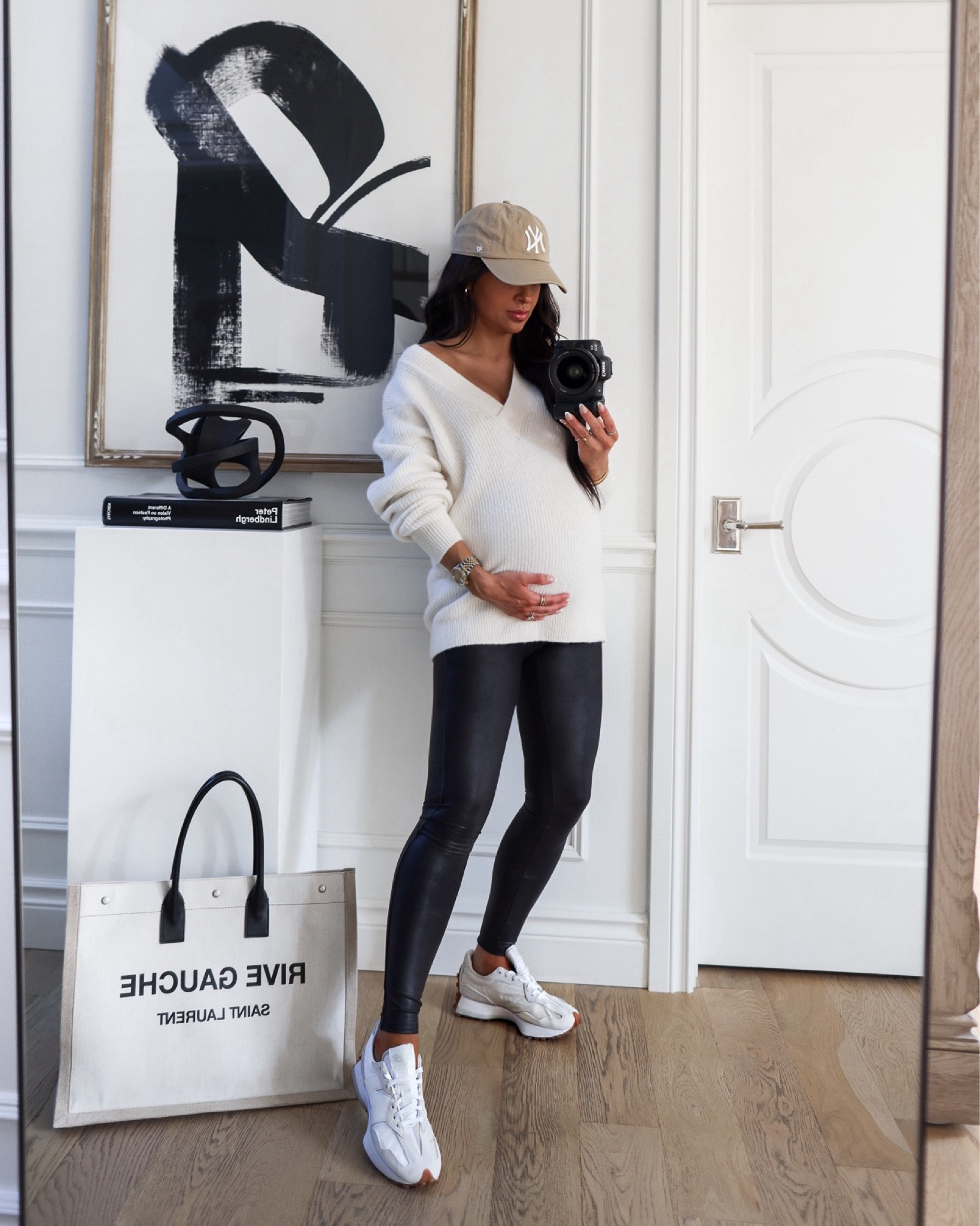 Nordstrom Anniversary Sale in stock picks
White v neck sweater wearing an XS
Spanx leggings wearing a small
New Balance sneakers 


#LTKFitness #LTKBump #LTKxNSale