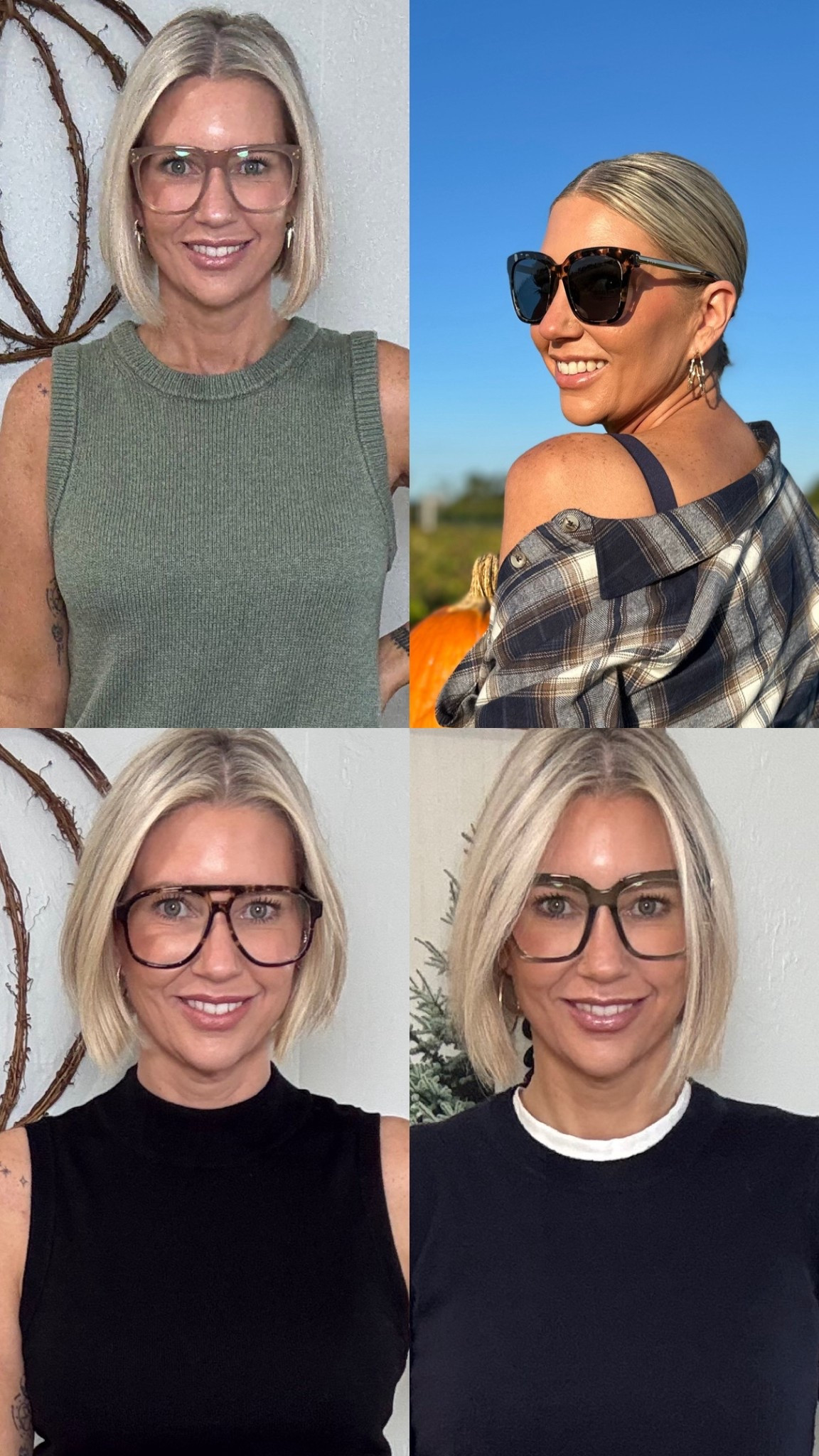 The most popular request in my DM’s! 

All 4 pair are from Diff Eyewear
(Clockwise order)
1. Sicily
2. Bella Brown Tortoise
3. Nash
4. Bella Cool Matcha

Prescription glasses, sunglasses, 