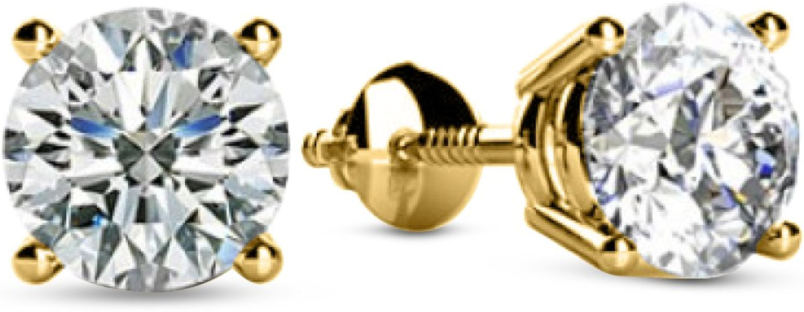 1 to 8 Carat LAB GROWN Solitaire Diamond Stud Earrings for Women Round Cut 4 Prong Screw Back (F-... | Amazon (US)