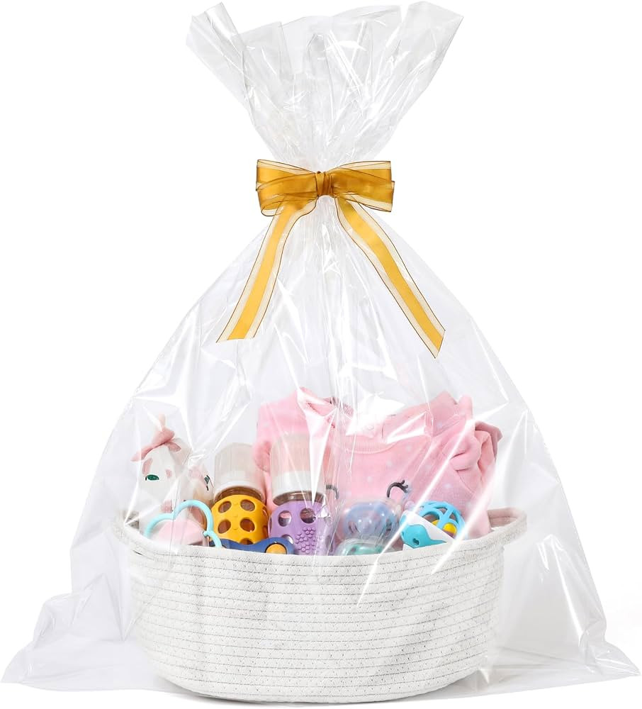 LANDNEOO Small Woven Basket with Gift Bags and Ribbons, Empty Decorative Gift Chest Box, Cute Bab... | Amazon (US)