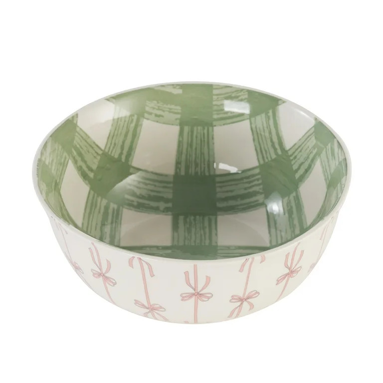 Way to Celebrate Ceramic Easter Large Serving Bowl with Bows and Checks | Walmart (US)