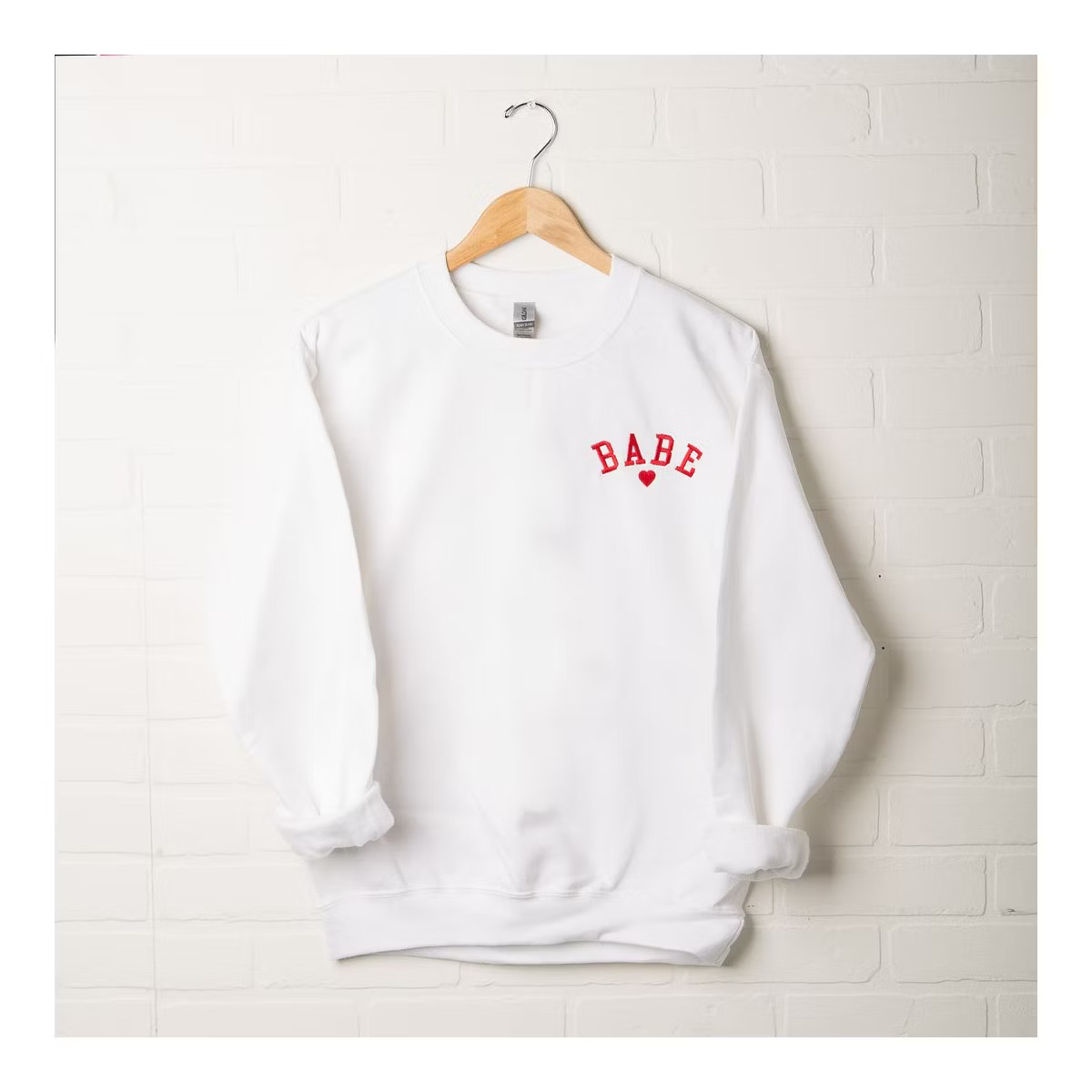 Simply Sage Market Women's Graphic Sweatshirt Embroidered Babe Heart | Target