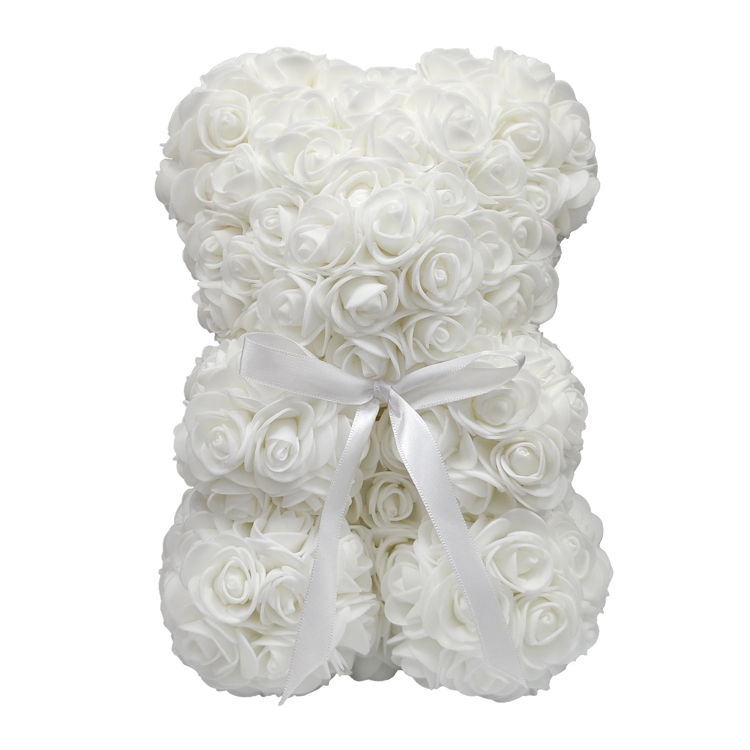 Way To Celebrate 9.25" Artificial Rose Bear Valentine's Day Gift, White Color | Walmart (US)
