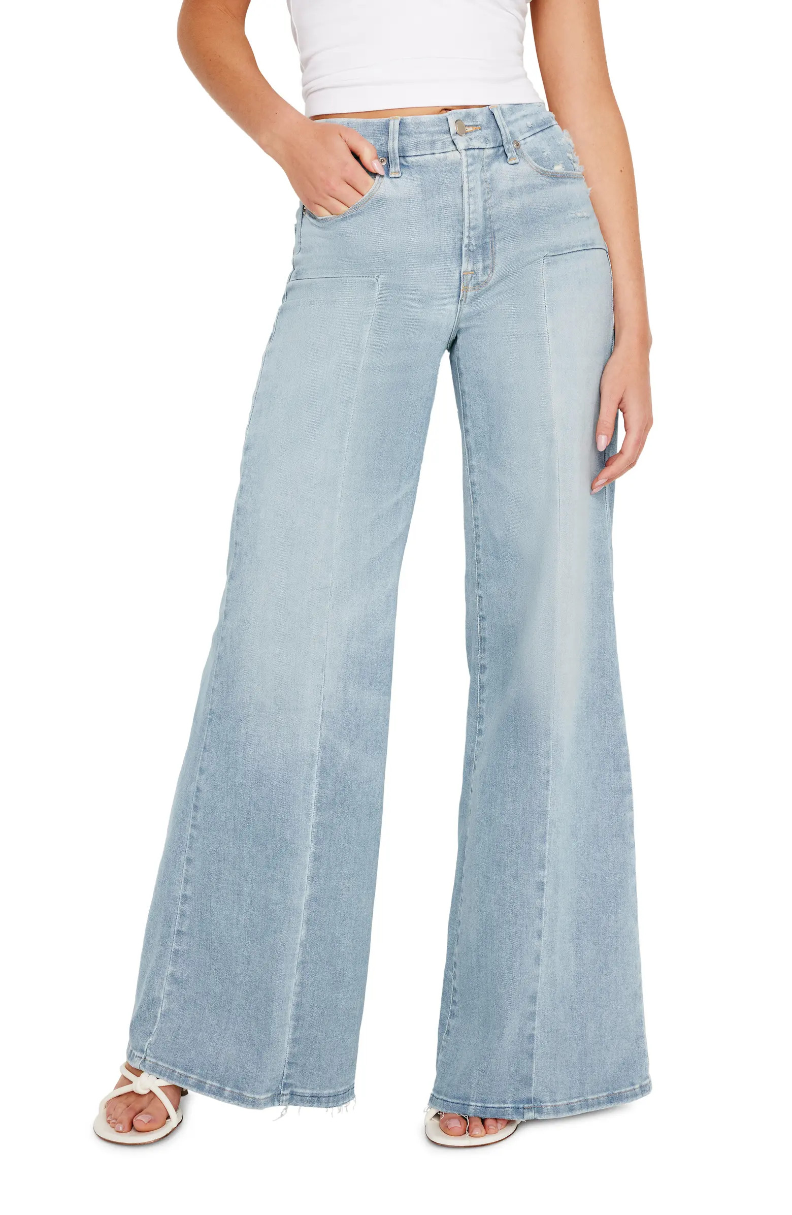 Good American Good Waist Distressed Palazzo Jeans | Nordstrom | Nordstrom