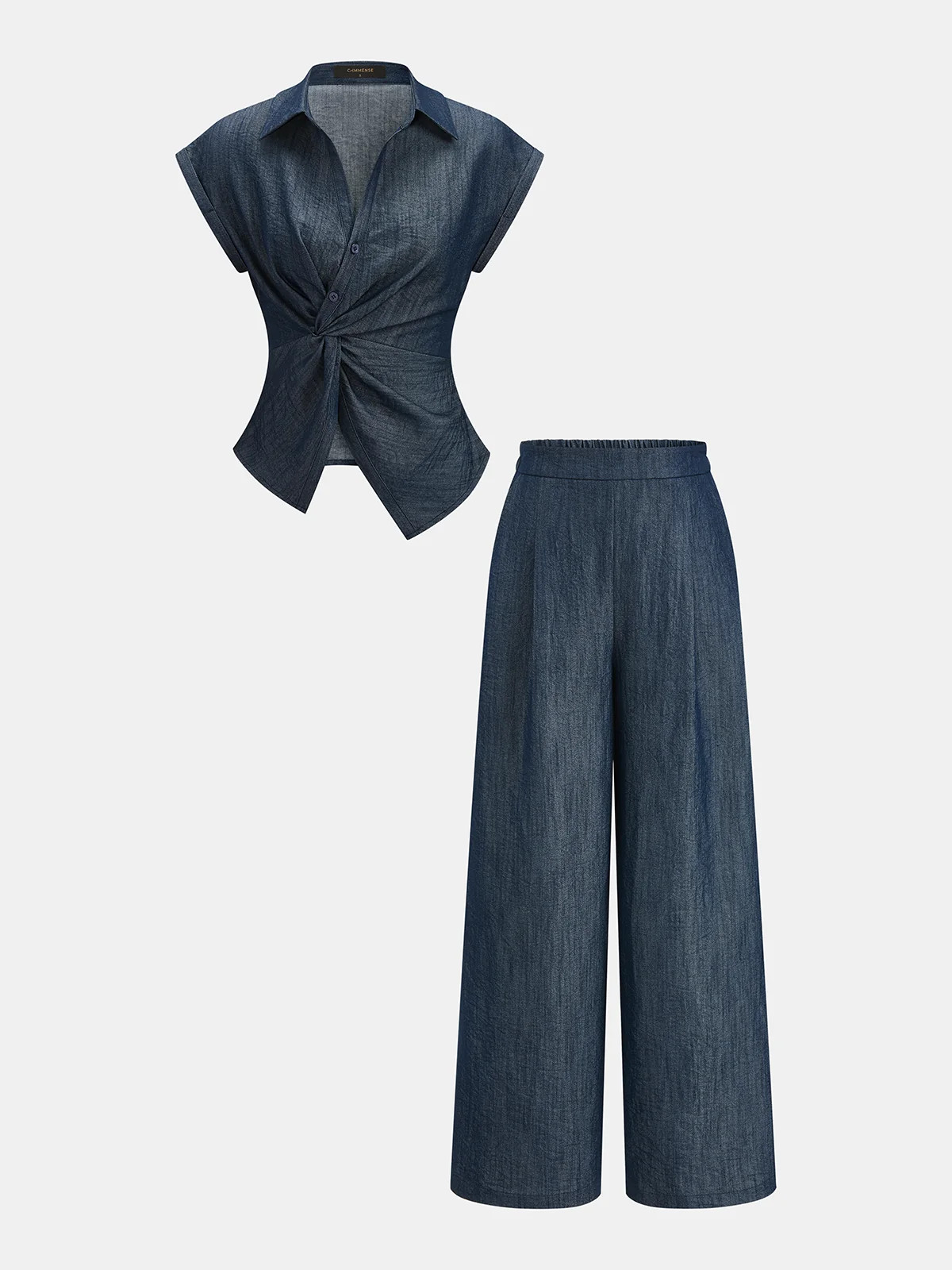 Twist Front Cap Sleeve Shirt & Pants Set | Commense