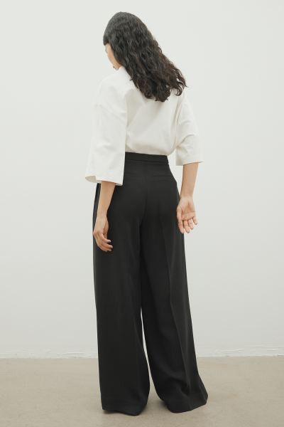 Wide-leg Wool-blend Pants | Black Wool Pants | Black Work Pants | Work Wear Style | H&M (US + CA)