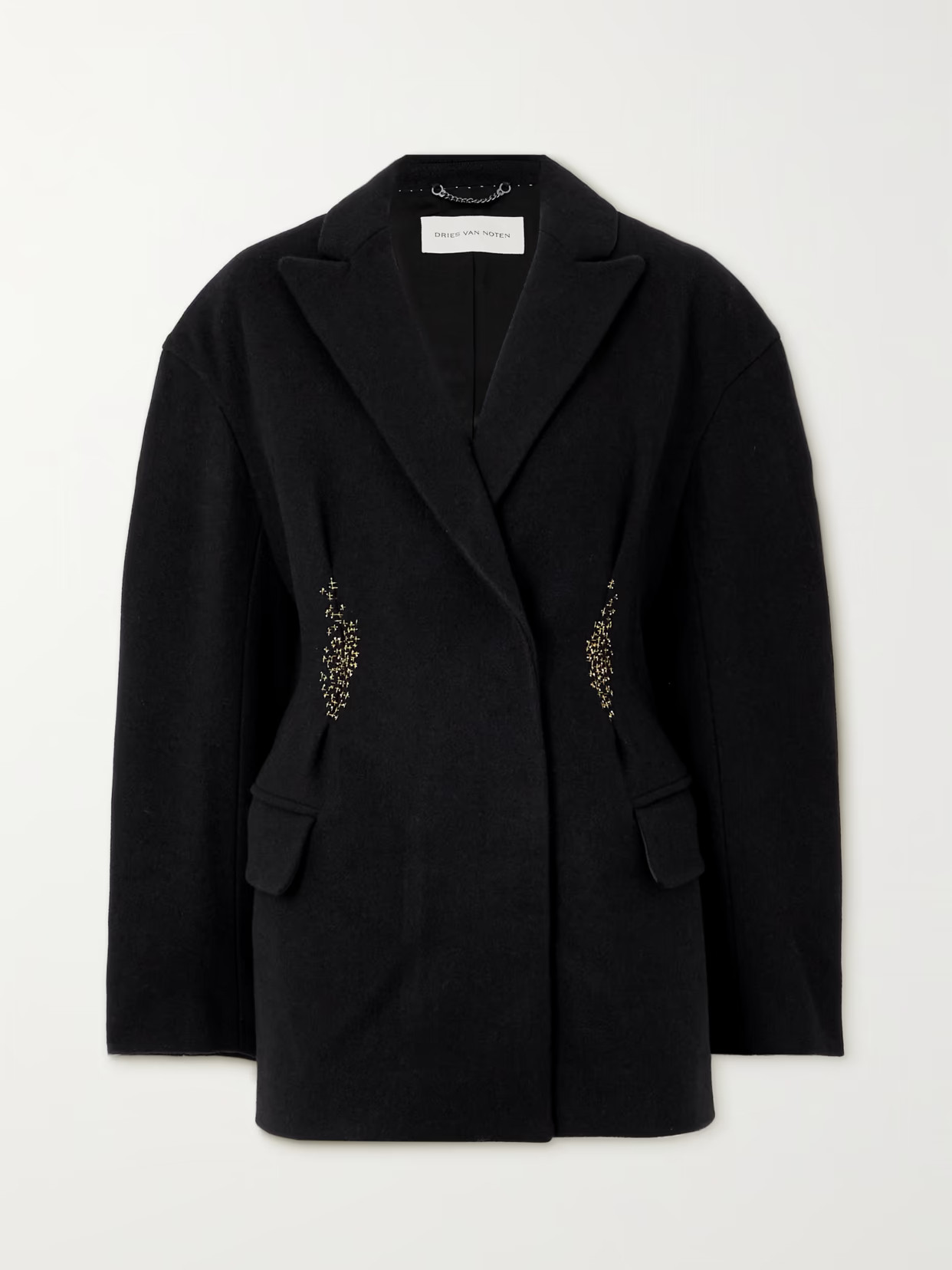 Dries Van Noten - Bead-embellished Embroidered Wool Blazer - Black | NET-A-PORTER (US)