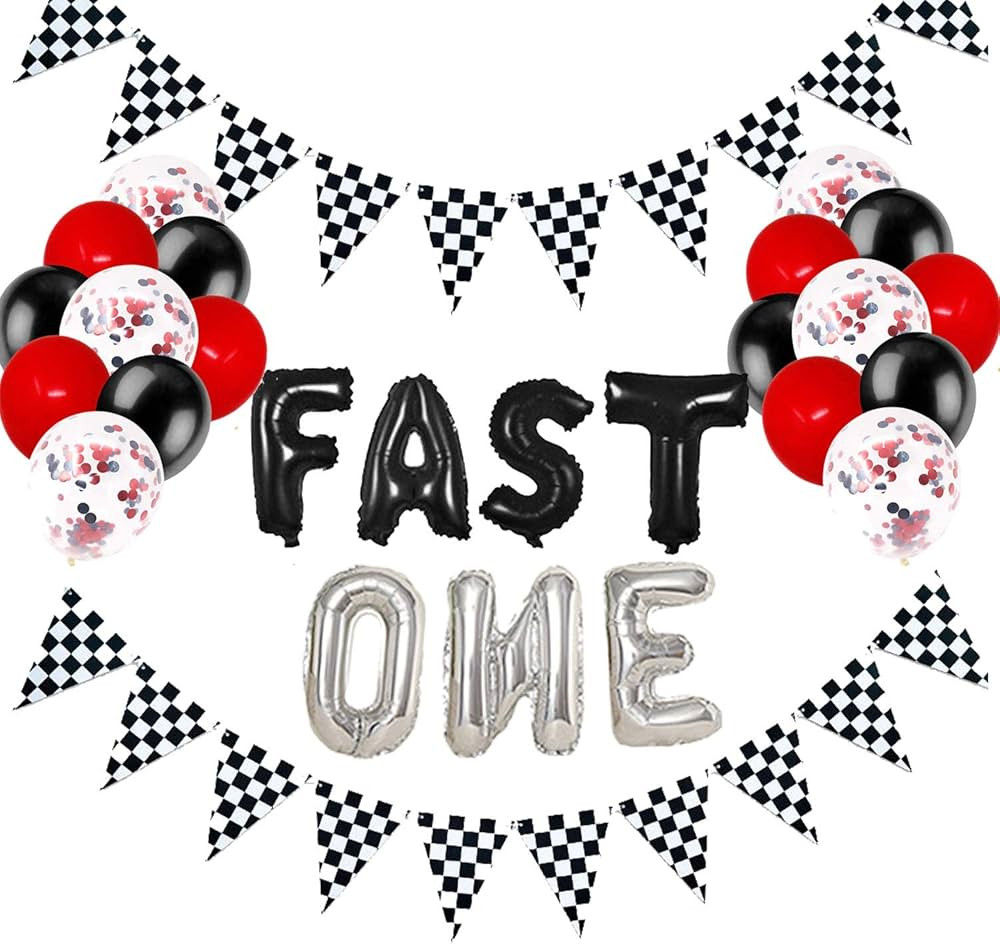 Fast One Racing Birthday Party Decorations, Race Car 1st First Birthday Party Supplies for Boy Gi... | Amazon (US)