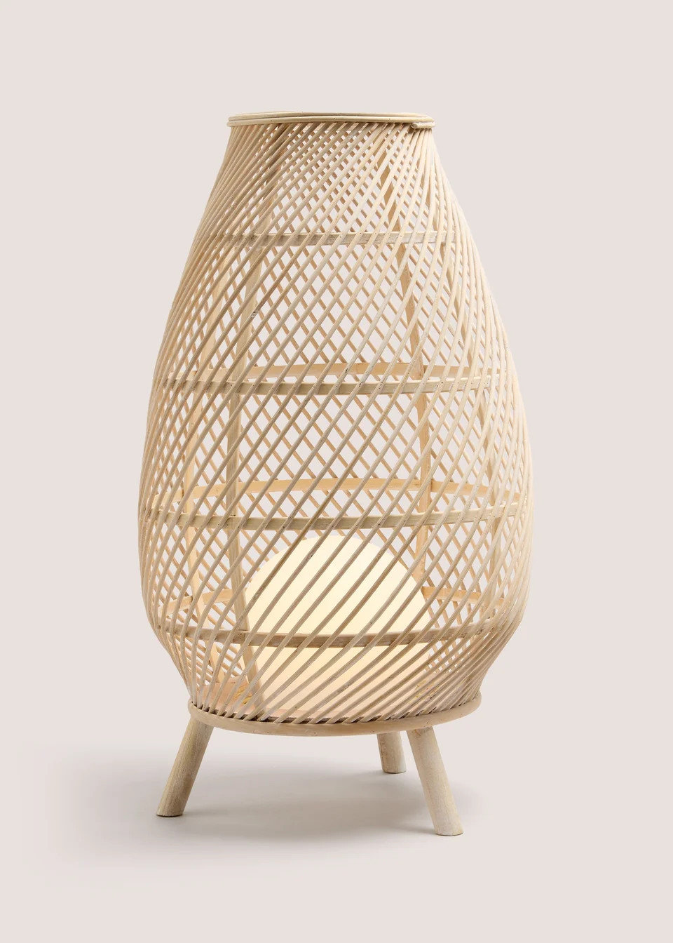 Natural Bamboo Rattan Led Lantern (35.4cm x 35.4cm x 35.4cm) | Matalan (UK)