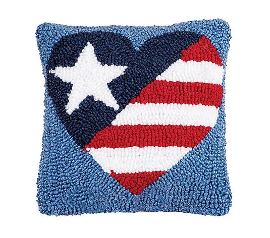8" x 8" Patriotic American Flag Throw Pillow byValerie - QVC.com | QVC