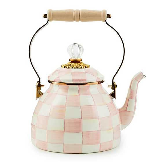 MACKENZIE-CHILDS Enamel Tea Kettle, Stylish Tea Kettle for Stovetop, Pink-and-White Rosy Check, 2... | Amazon (US)