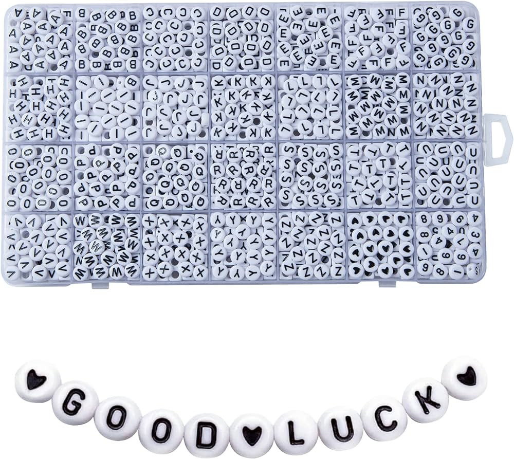 1400pcs Letter Beads, 4x7 mm Acrylic Alphabet Beads, Beads for Jewelry and Bracelet Making, in 28... | Amazon (US)