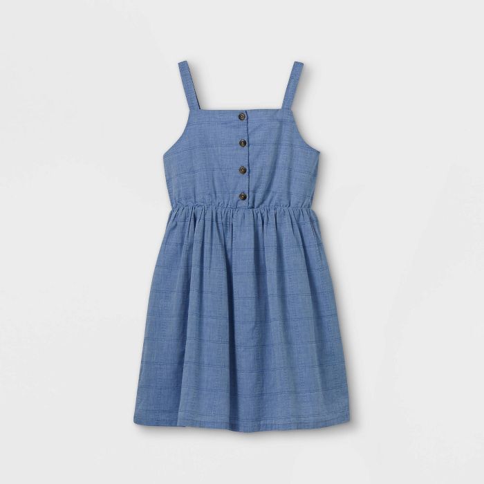 Girls' Button-Front Sleeveless Woven Dress - Cat & Jack™ | Target