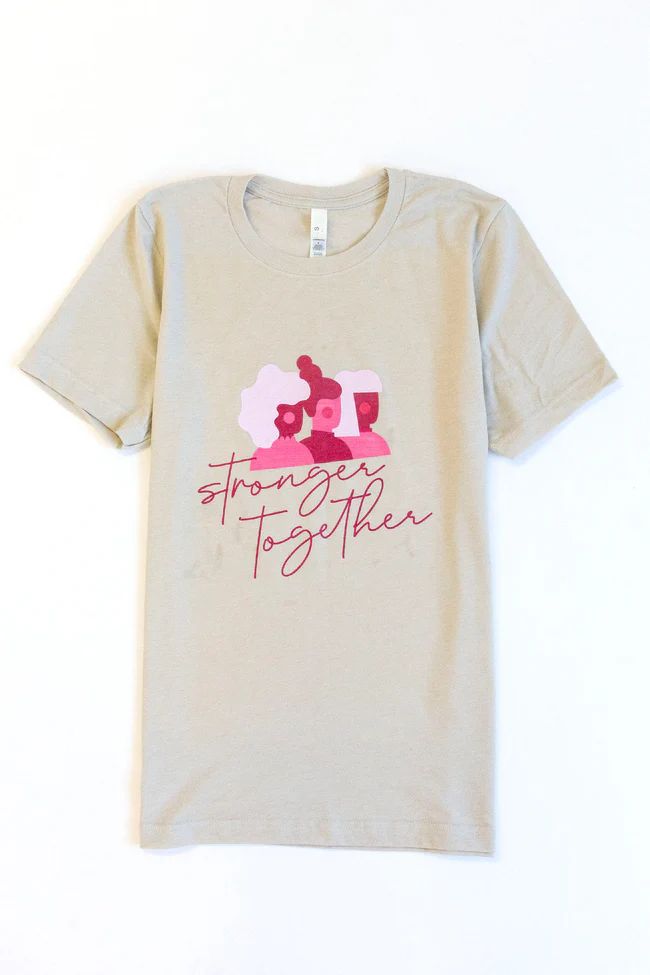 NBCF X PINK LILY Stronger Together Tan Graphic Tee | The Pink Lily Boutique