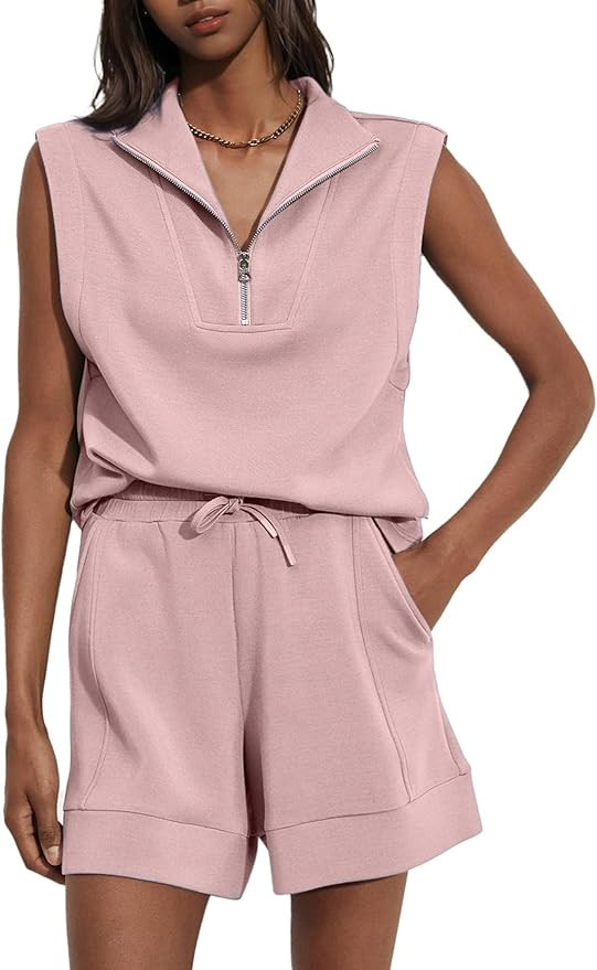 Glamaker Women's Two Piece Short Sets Summer Lounge Sweatsuits Air Essentials Sleeveless Outfits ... | Amazon (US)