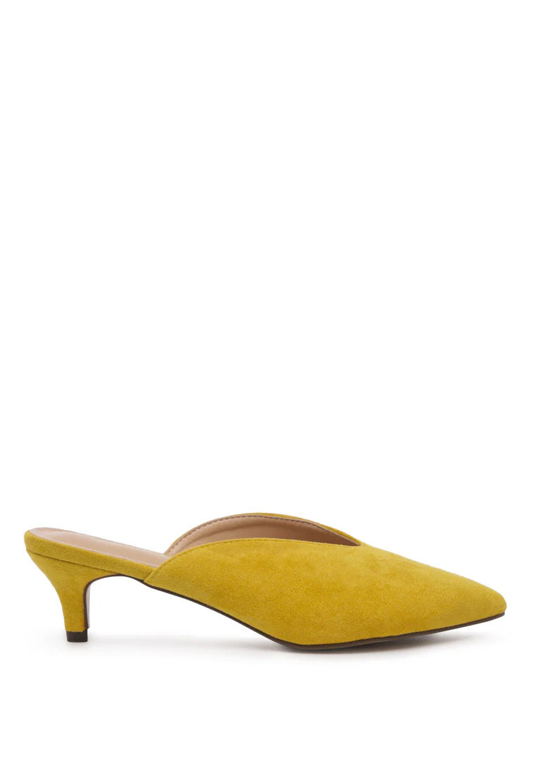 frida pointed toe heeled mules YELLOW / US-6 / UK-4 / EU-37 | Casual Chic Boutique