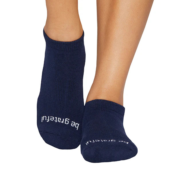 Be Grateful Grip Socks (Navy/White) | Sticky Be Socks