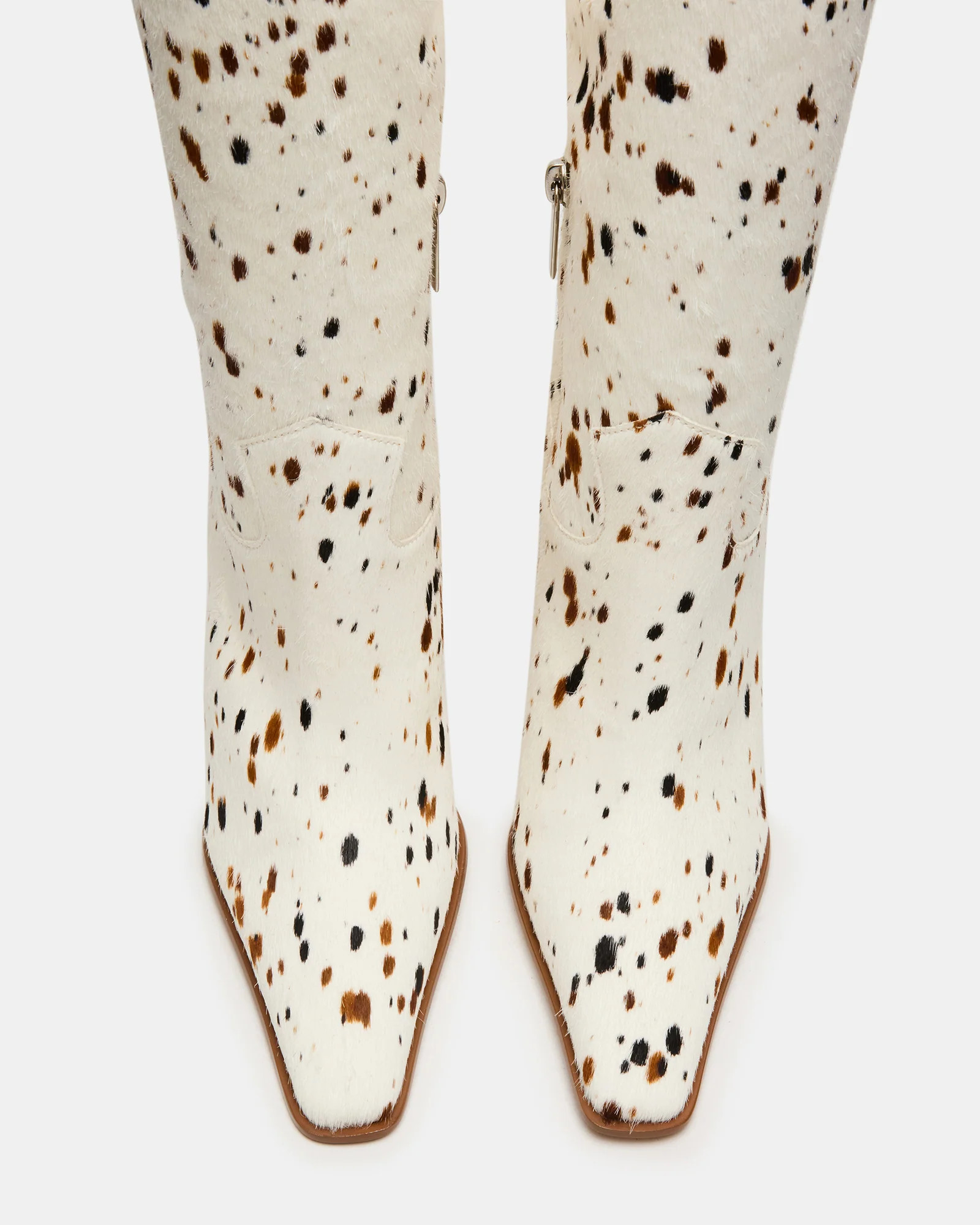 WESCOT Brown Cow Print quare-Toe Knee-High Heeled Women's Boot | Steve Madden (US)