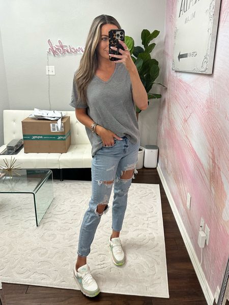 Todays comfy outfit!! Jeans will be on sale!! And FINALLY found my Nike sneakers in stock and on major sale!!!! 

#LTKstyletip #LTKSale #LTKshoecrush