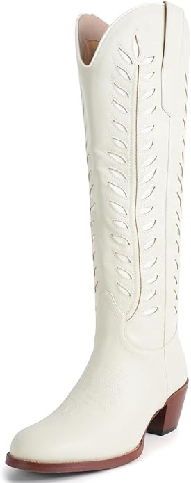 SIFINELAR Cowboy Boots for Women - Comfortable Knee High Round toe Cowgirl Boots with 2 Inch Chun... | Amazon (US)