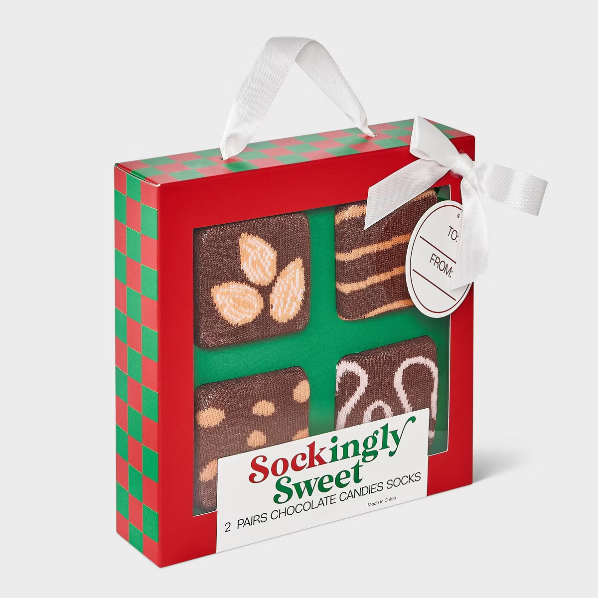 Women's Chocolate Candy Christmas 2pk Crew Socks - Brown 4-10 | Target