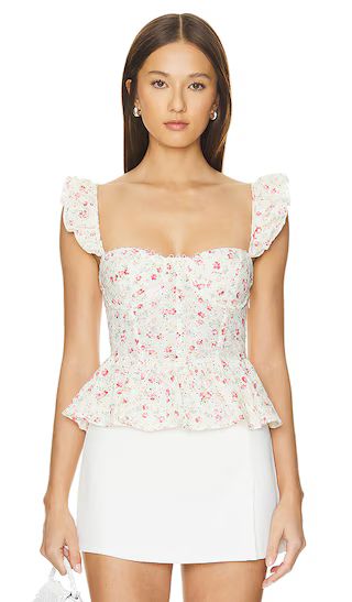 Baylin Top in White & Red Floral | Revolve Clothing (Global)