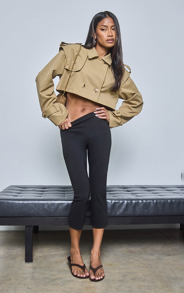 Long Sleeve Button Detail Cropped Trench Coat In Beige | EGO Shoes (US & Canada)