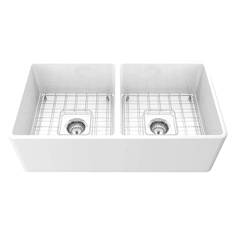 T-FCFS33-DBL Cape 33.25" L x 18" W Double Basin Kitchen Sink with Basket Strainer | Wayfair Professional