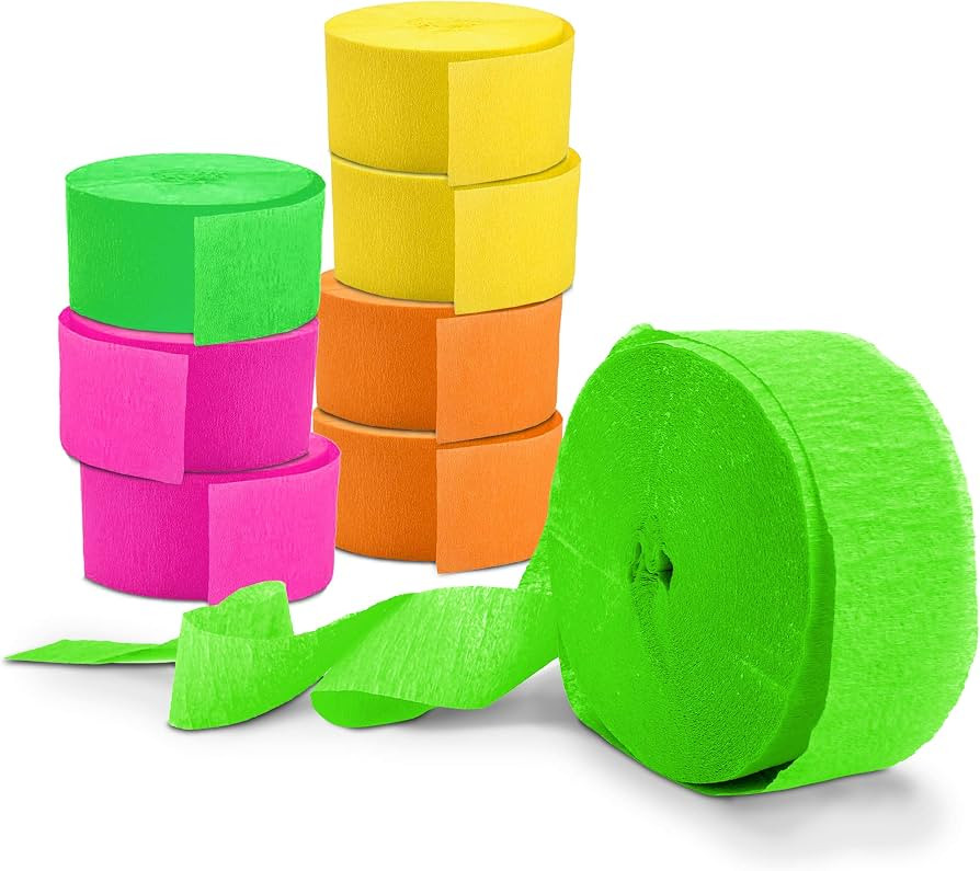 Glow King Black Light Streamers | 8 Pack of 100ft Fluorescent Rolls | Premium UV Reactive Neon Cr... | Amazon (US)