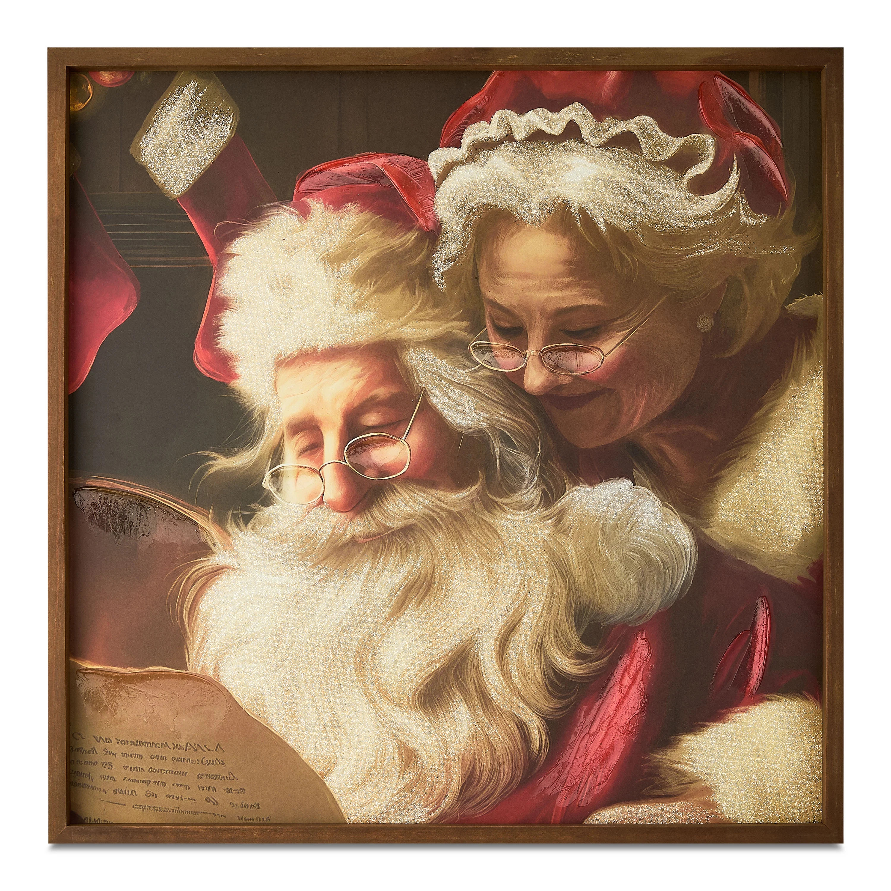 Santa and Mrs. Claus Framed Christmas Wall Art, 22" x 22", by Holiday Time | Walmart (US)
