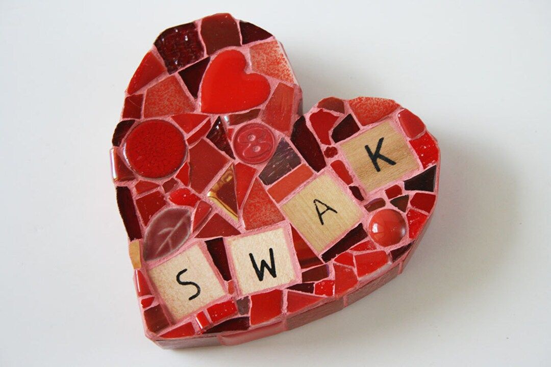 Red Mosaic Heart Paperweight SWAK Large Mixed Media Xo Love My Mine Hugs SWAK Valentines Day Wedd... | Etsy (US)