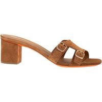 Santoni Suede Mule Sandals With Double Buckle And Block Heel | Balardi (US & Canada)
