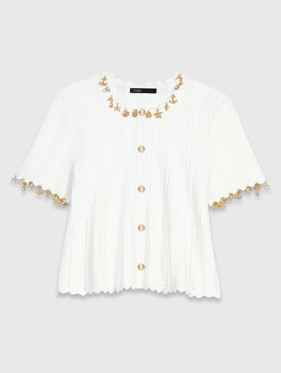 Gold jewellery cardigan White for Women | Maje | Maje US