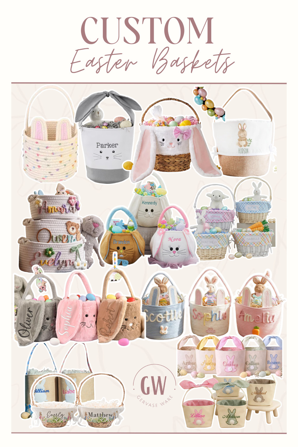 Custom Easter baskets filled with the cutest little surprises.
#EasterBaskets #EasterFinds #LTKSpring 

 #LTKSpringSale #LTKHome #LTKKids