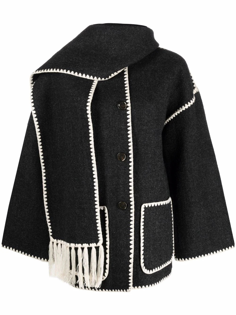TOTEME embroidered scarf jacket - Grey | Farfetch Global