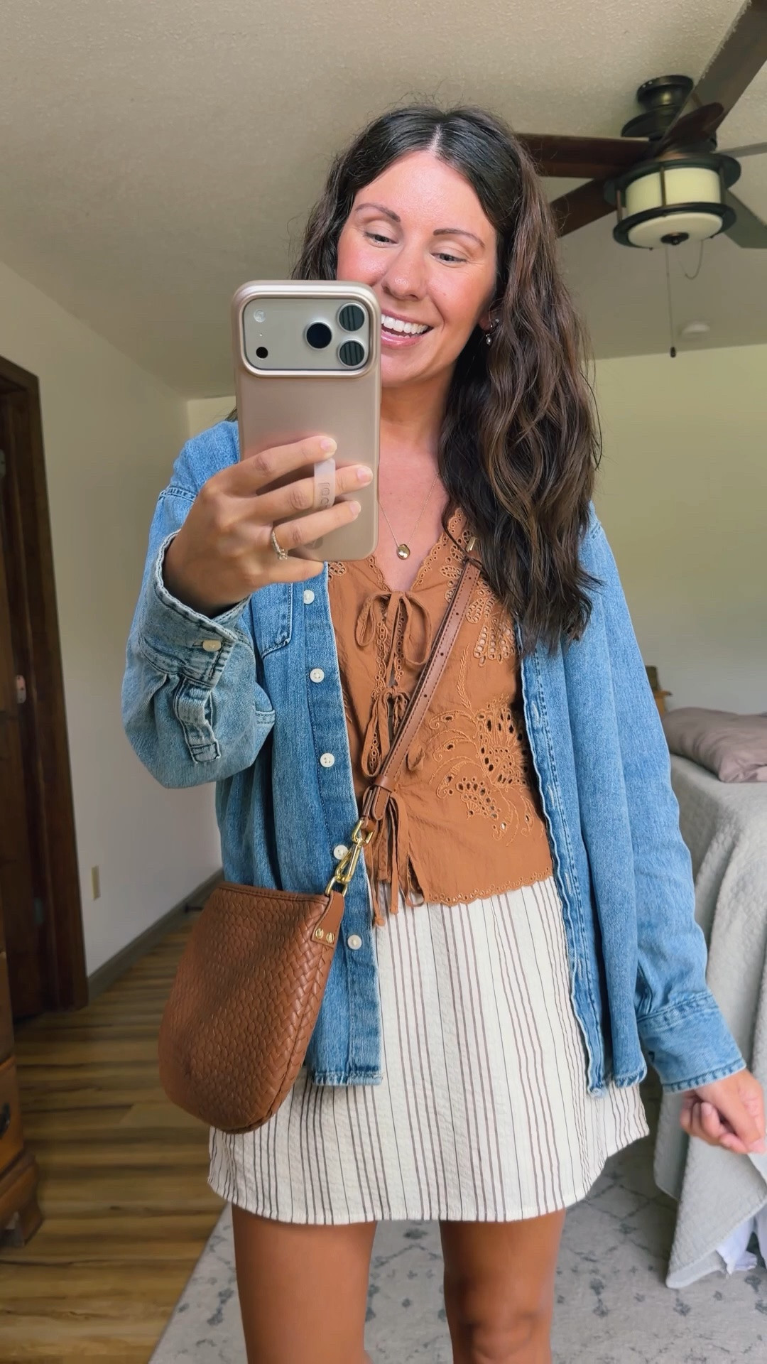 Small in my bra, small in my eyelet top (I also own in black and white) , xs in my skort, and xs in my denim shirt (also linked my fav quince one—less oversized). My sandals are size 6 and so comfy 🙌🏽

#LTKPetite #LTKgrwm #LTKootd