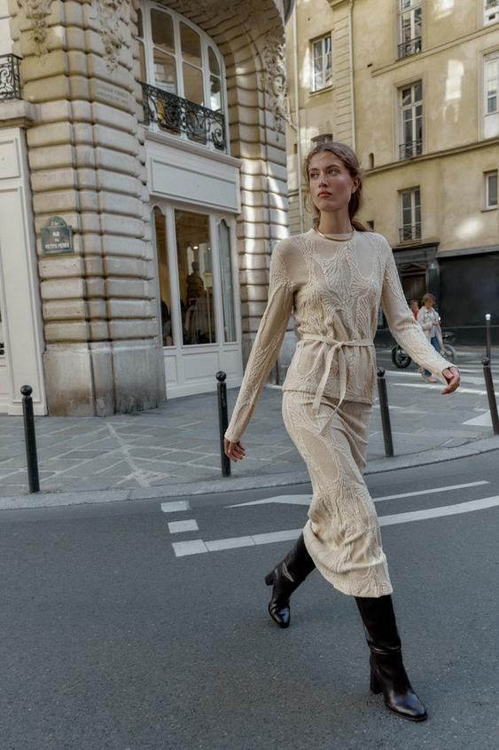 JACQUARD BELTED TOP | Zara US