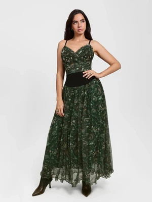 Paisley Sculpting Corset Top & High-Waist A-Line Maxi Skirt | Popilush