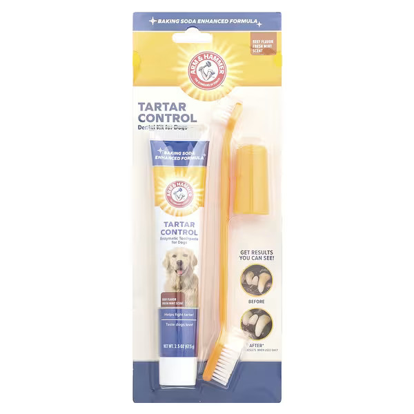 Arm & Hammer, Tartar Control, Dental Kit For Dogs, Beef , 3 Piece Kit | iHerb