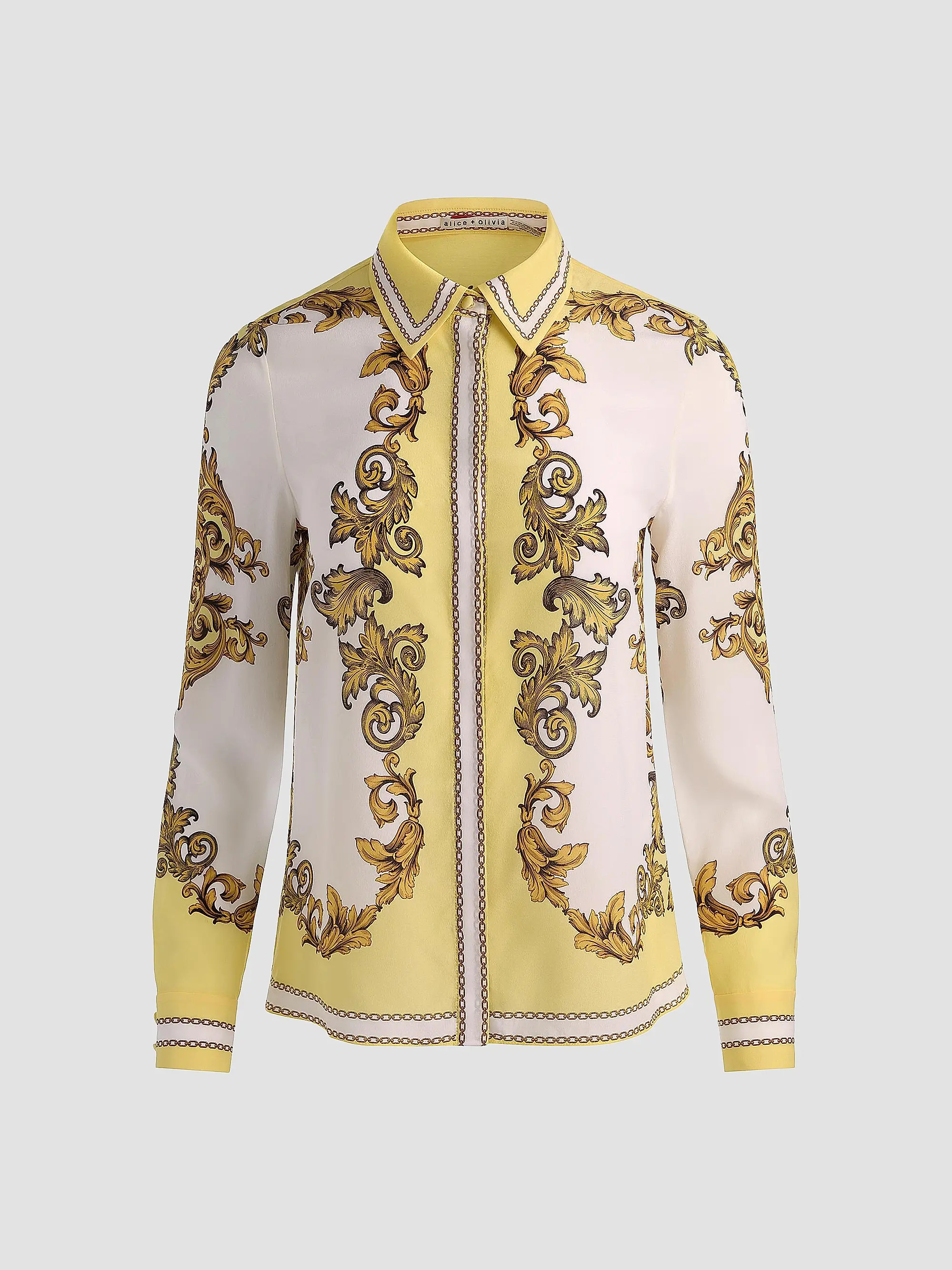 ALICE + OLIVIA Willa Golden Coast Print Silk Blouse | Saks Fifth Avenue | Saks Fifth Avenue