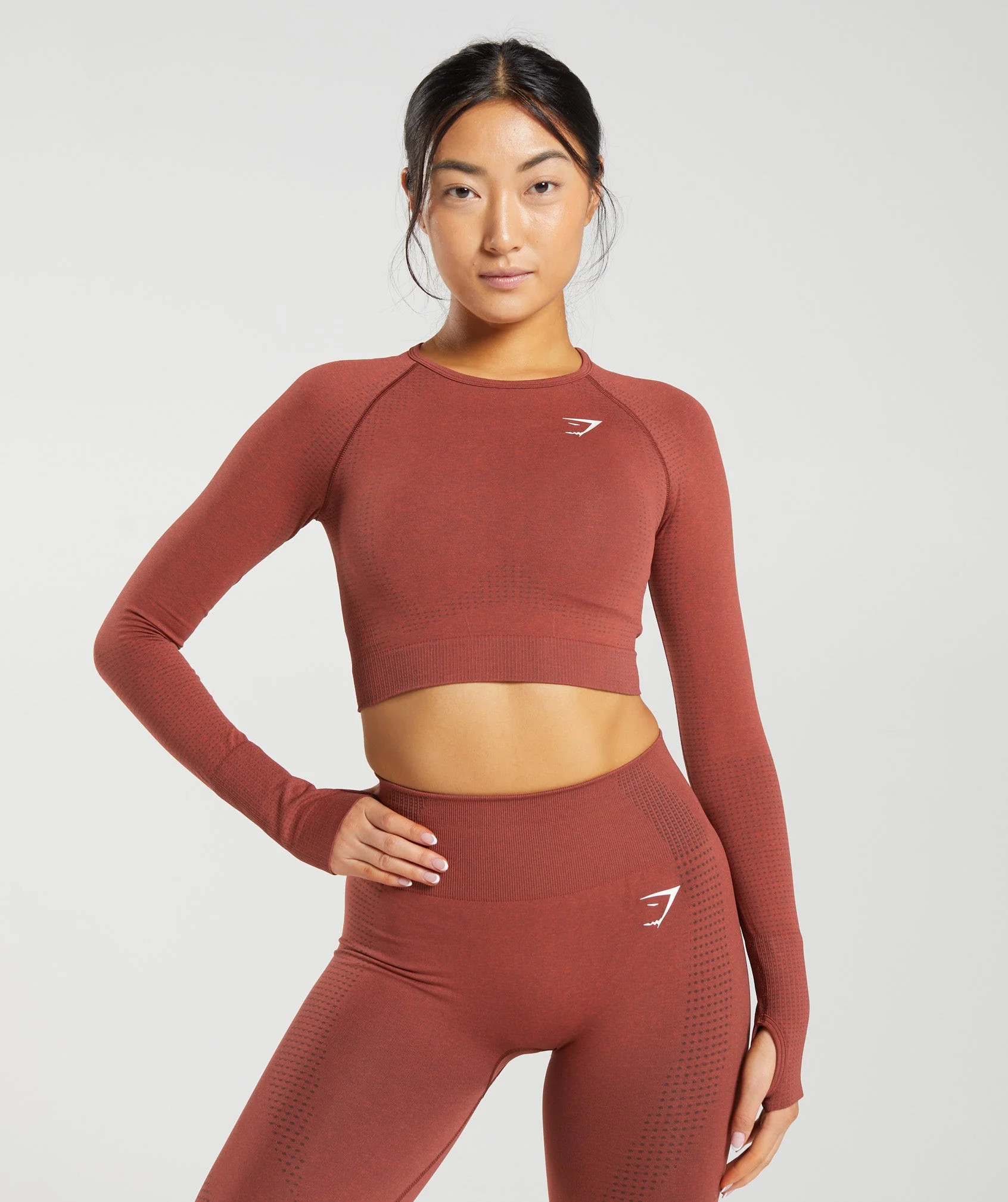 Gymshark Vital Seamless 2.0 Crop Top - Brick Red Marl | Gymshark US