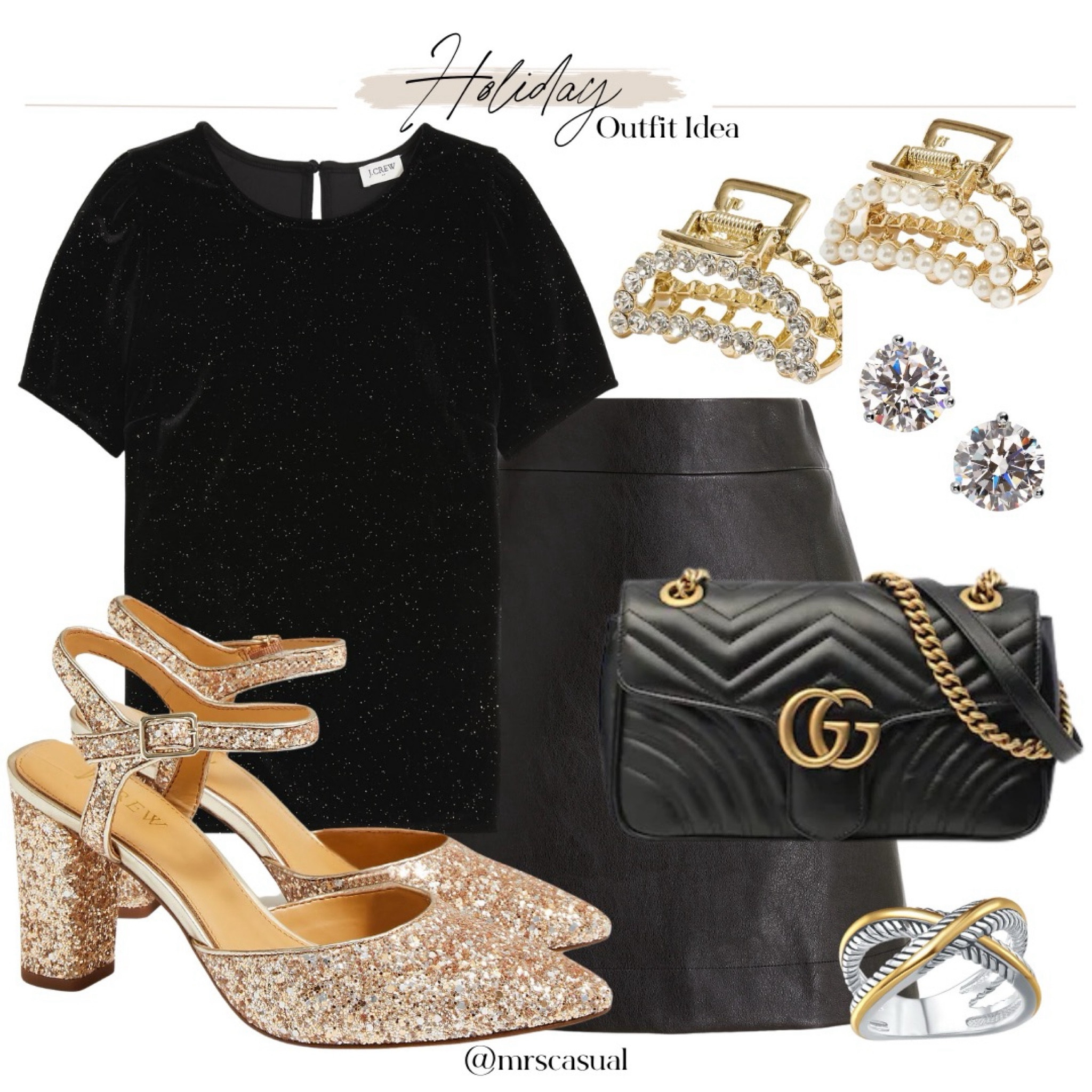 Faux leather mini skirt sequin top holiday outfit ✨ 

#LTKCyberWeek 

#LTKHoliday #LTKfindsunder100