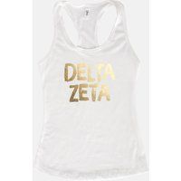 Delta Zeta Gold Foil Sorority Tank/White Greek Tops Bid Day Gift Dz | Etsy (US)