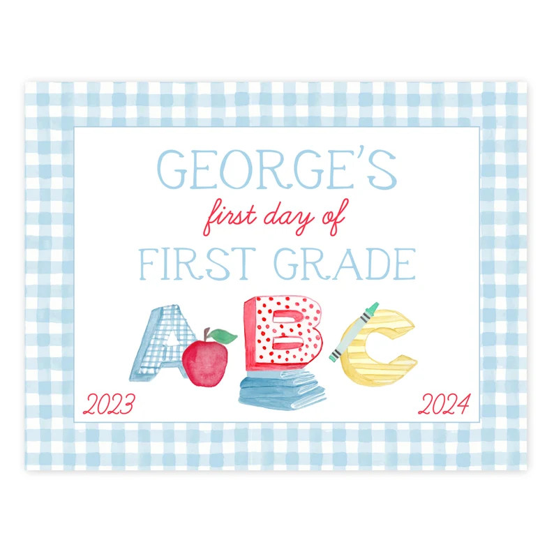 Blue ABC First Day of School Sign | Back to School Sign | Personalized | Last Day of School Sign ... | Etsy (Global)